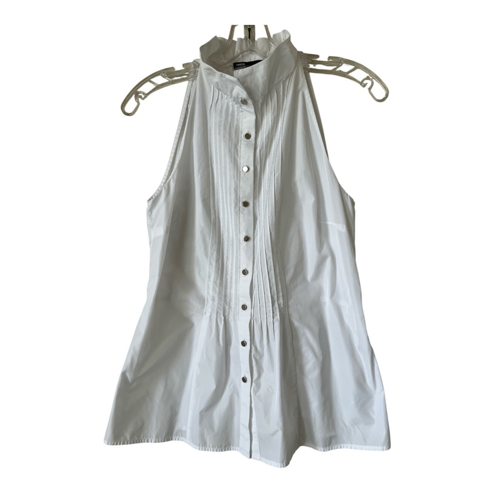 Vince Sleeveless White Button Front Blouse – Size 4